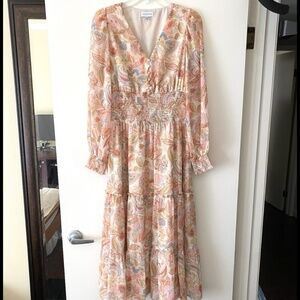 Lucy Paris Long Sleeve V Neck Floral Maxi Dress